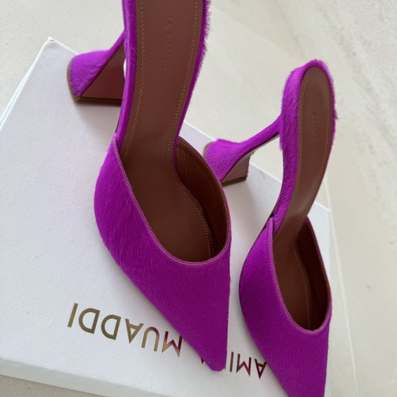 New Amina Muaddi Fiona Pony Mule Pony Pink, 38.5 with Box Tag - Picture 10 of 15